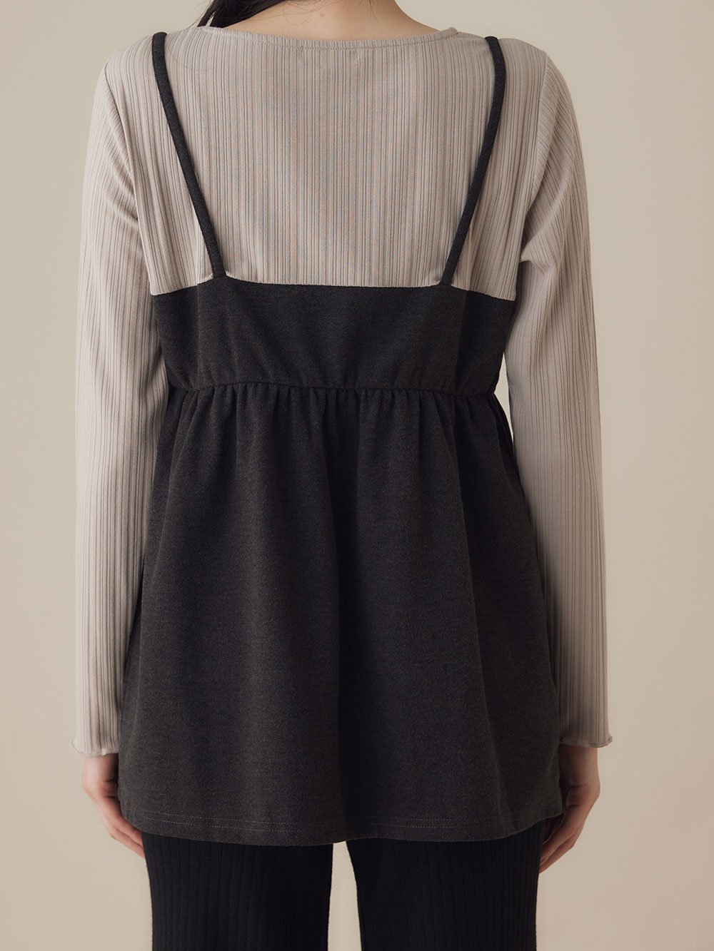 マタニティ トップス|【あったか～い。冬支度セール対象】ニットカルゼ×テレコ起毛ペプラムキャミトップス　マタニティ・産後授乳服【出産後も長く使える】Rosemadame（ローズマダム）