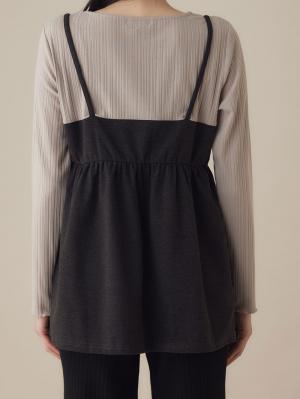 マタニティ トップス|【あったか～い。冬支度セール対象】ニットカルゼ×テレコ起毛ペプラムキャミトップス　マタニティ・産後授乳服【出産後も長く使える】Rosemadame（ローズマダム）