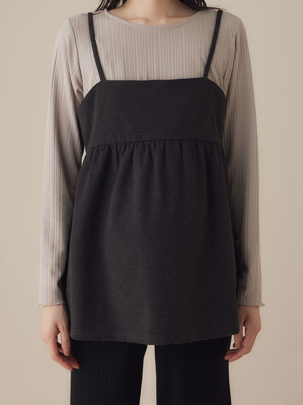 マタニティ トップス|【あったか～い。冬支度セール対象】ニットカルゼ×テレコ起毛ペプラムキャミトップス　マタニティ・産後授乳服【出産後も長く使える】Rosemadame（ローズマダム）