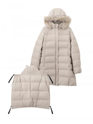 マタニティ アウター(コート)・ママコート|マットタフタ ダウンママコート マタニティ・産後授乳服【出産後も長く使える】Rosemadame(ローズマダム)|オフベージュ