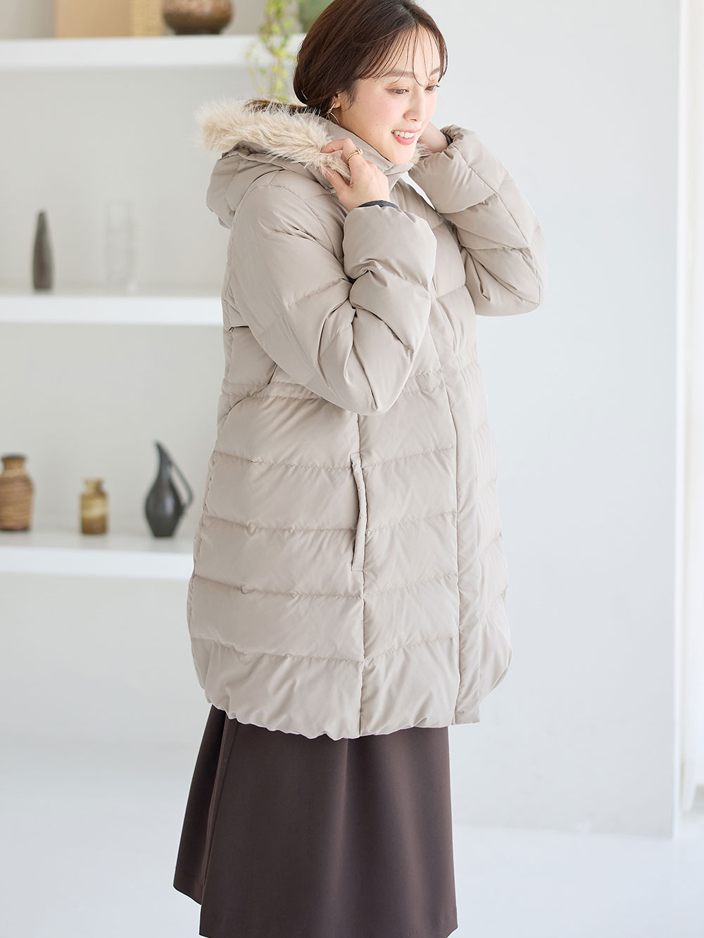 マットタフタ ダウンママコート マタニティ・産後授乳服【出産後