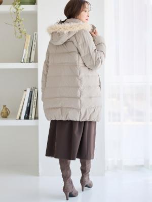 マタニティ アウター(コート)・ママコート|マットタフタ ダウンママコート マタニティ・産後授乳服【出産後も長く使える】Rosemadame(ローズマダム)|オフベージュ