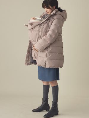 マタニティ アウター(コート)・ママコート|マットタフタ ダウンママコート マタニティ・産後授乳服【出産後も長く使える】Rosemadame(ローズマダム)|モカ