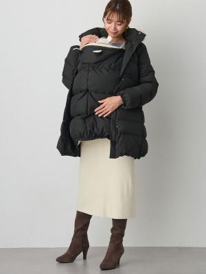 マタニティ アウター(コート)・ママコート|マットタフタ ダウンママコート マタニティ・産後授乳服【出産後も長く使える】Rosemadame(ローズマダム)|ブラック