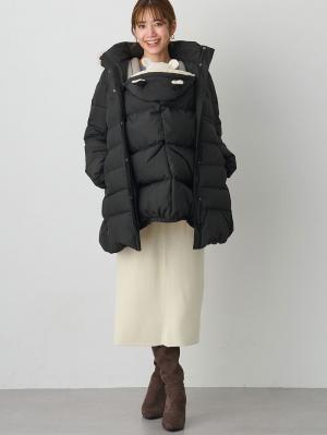 マタニティ アウター(コート)・ママコート|マットタフタ ダウンママコート マタニティ・産後授乳服【出産後も長く使える】Rosemadame(ローズマダム)|ブラック