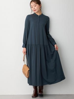 マタニティ ワンピース|ローウエストワンピース　マタニティ・産後授乳服【出産後も長く使える】|ネイビー