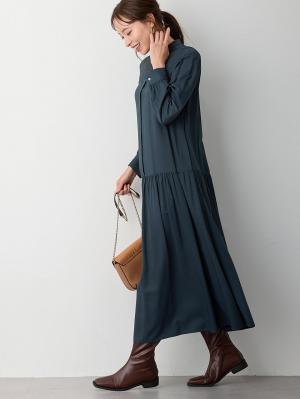 マタニティ ワンピース|ローウエストワンピース　マタニティ・産後授乳服【出産後も長く使える】|ネイビー