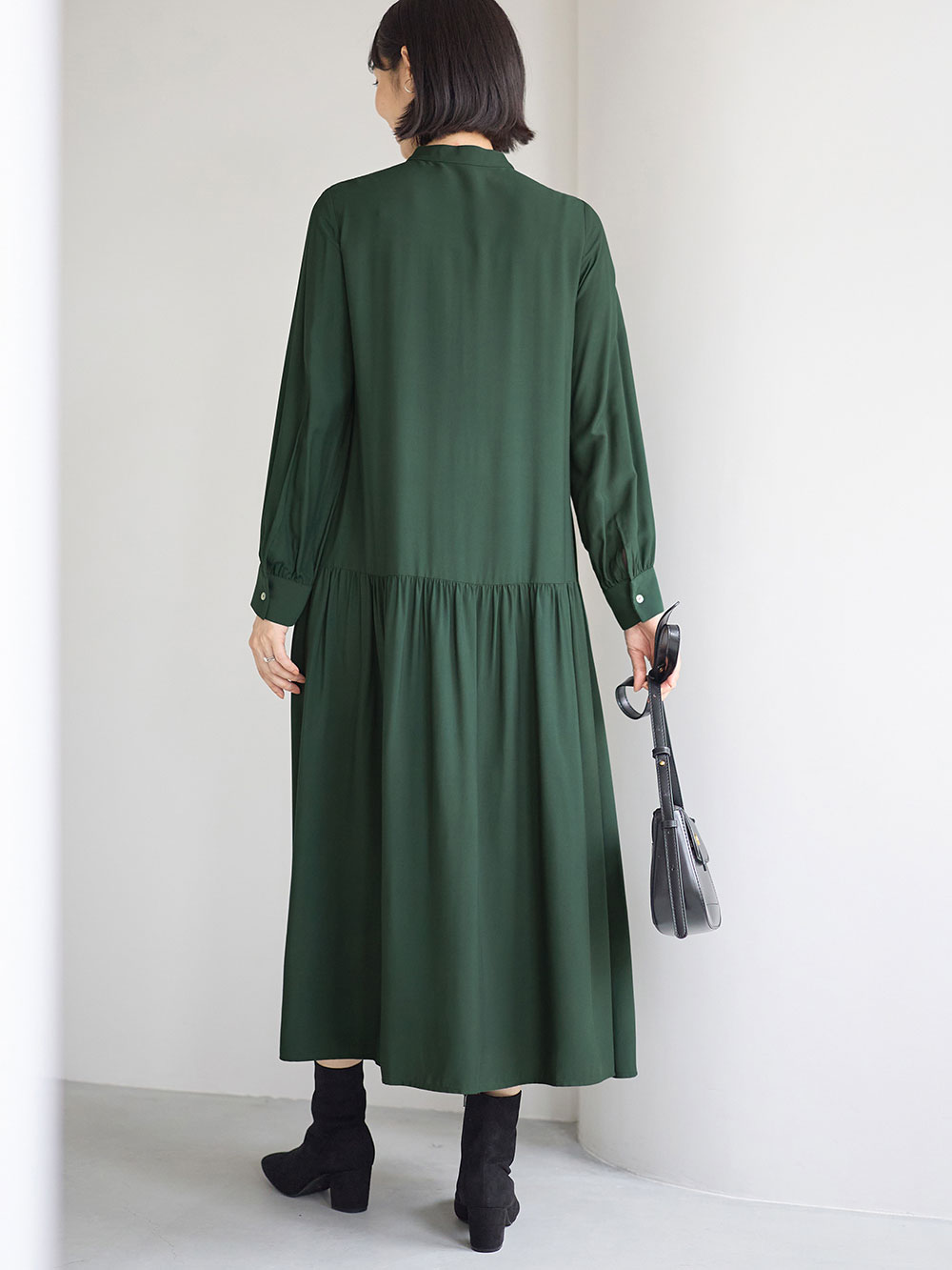 マタニティ ワンピース|ローウエストワンピース　マタニティ・産後授乳服【出産後も長く使える】|グリーン