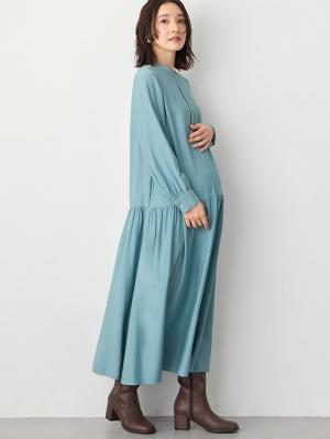 マタニティ ワンピース|ローウエストワンピース　マタニティ・産後授乳服【出産後も長く使える】|ブルー