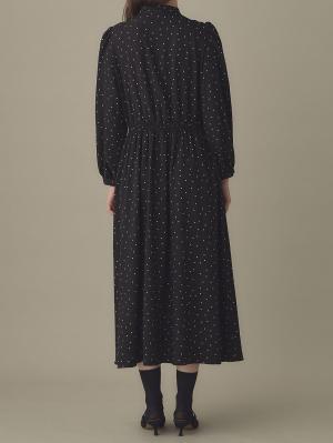 マタニティ ワンピース|バンドカラーウエストシャーリング ドットワンピース　マタニティ・産後授乳服【出産後も長く使える】