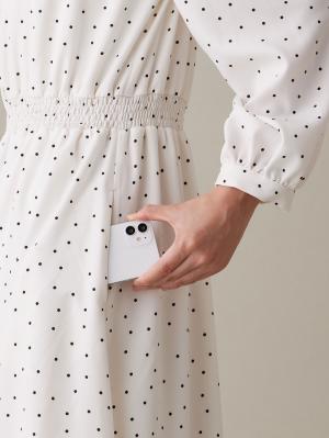 マタニティ ワンピース|バンドカラーウエストシャーリング ドットワンピース　マタニティ・産後授乳服【出産後も長く使える】