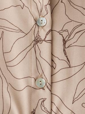 マタニティ ワンピース|バンドカラーウエストシャーリング パターンワンピース　マタニティ・産後授乳服【出産後も長く使える】