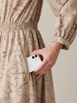 マタニティ ワンピース|バンドカラーウエストシャーリング パターンワンピース　マタニティ・産後授乳服【出産後も長く使える】