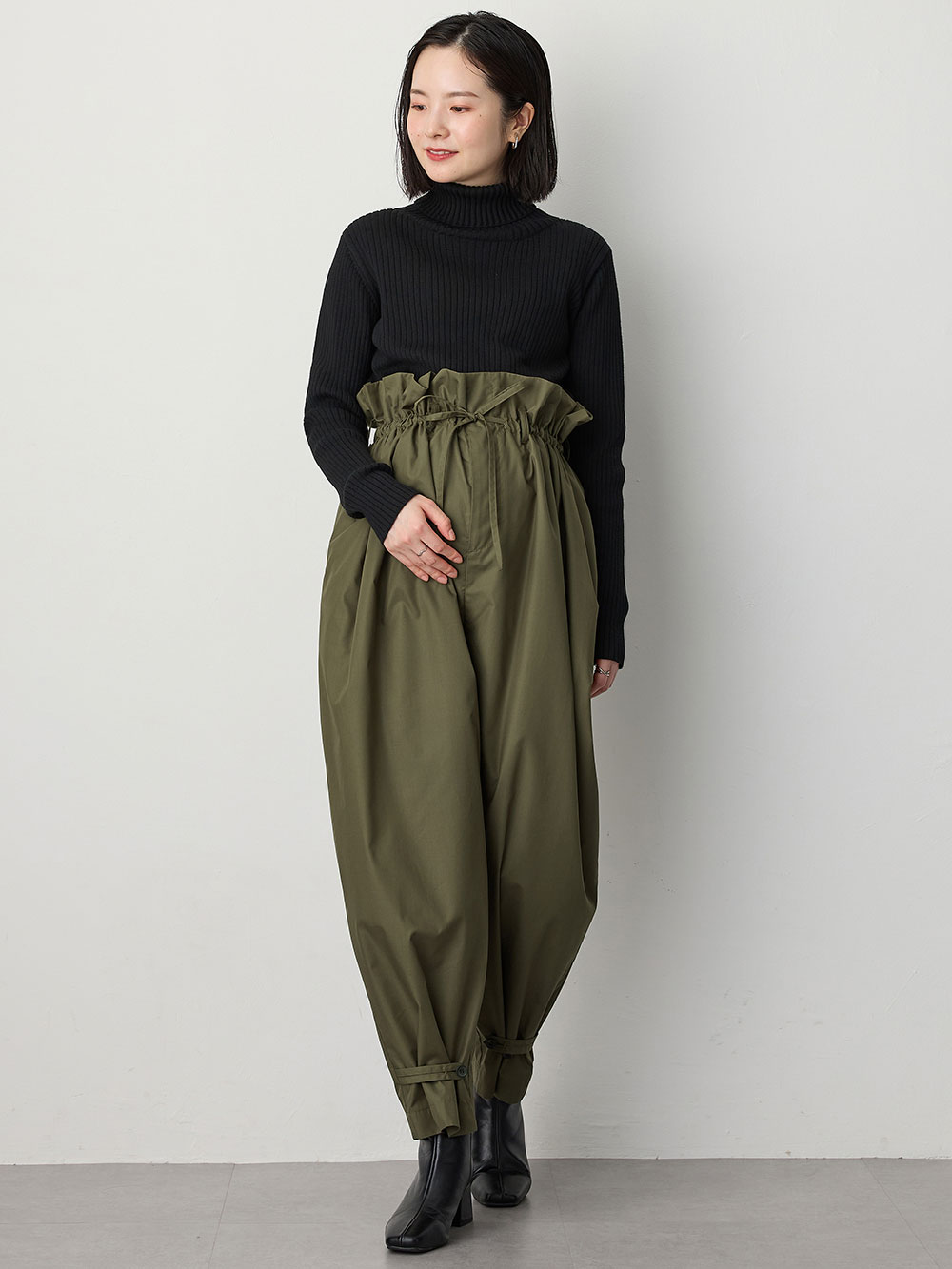 マタニティ トップス|リブタートルニット　マタニティ・授乳服【出産後も長く使える】|ブラック