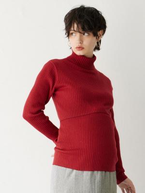 マタニティ トップス|リブタートルニット　マタニティ・授乳服【出産後も長く使える】|ブラック