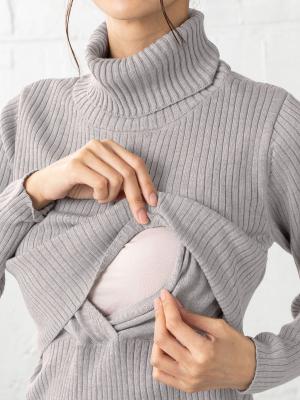 マタニティ トップス|リブタートルニット　マタニティ・授乳服【出産後も長く使える】