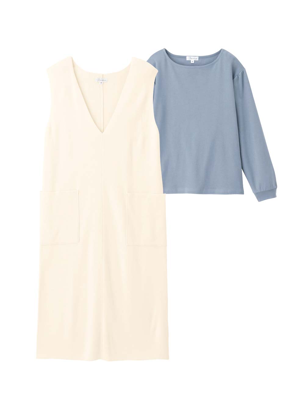 マタニティ ワンピース|スムーストップス×ニットジャンドレアンサンブル　マタニティ・産後授乳服【出産後も長く使える】Rosemadame（ローズマダム）|オフ