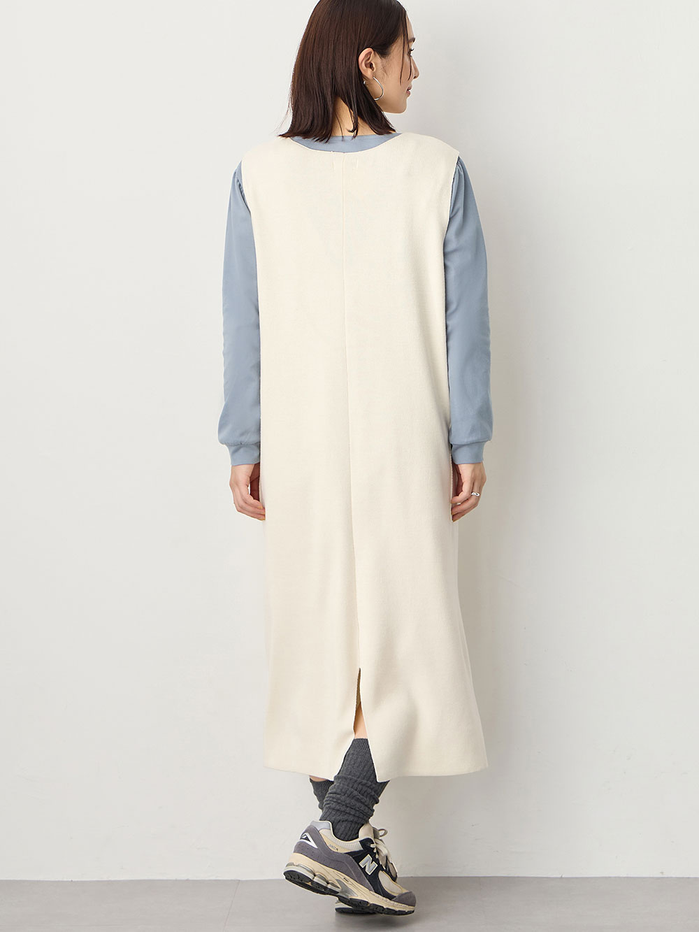 マタニティ ワンピース|スムーストップス×ニットジャンドレアンサンブル　マタニティ・産後授乳服【出産後も長く使える】Rosemadame（ローズマダム）|オフ