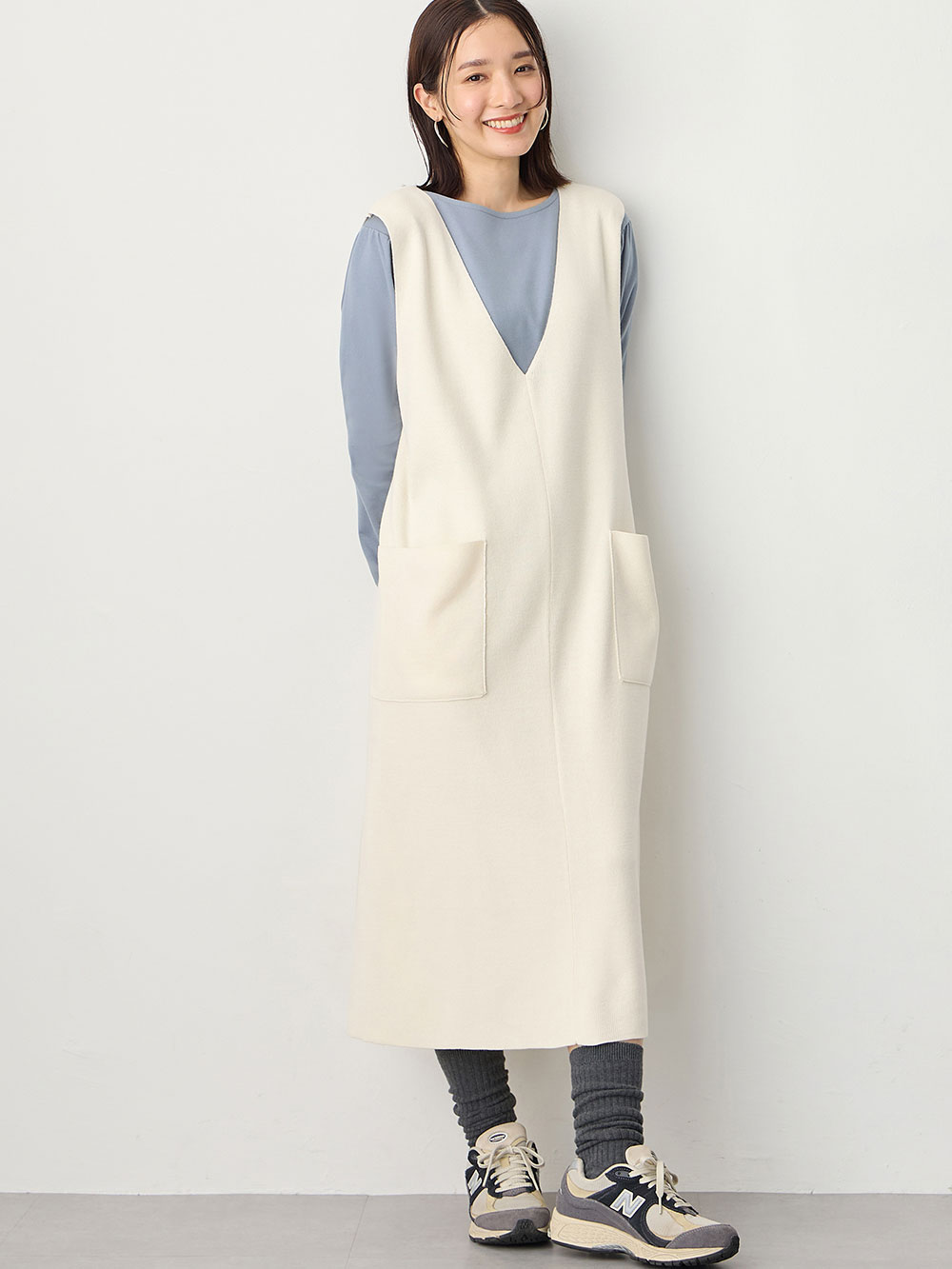 スムーストップス×ニットジャンドレアンサンブル　マタニティ・産後授乳服【出産後も長く使える】Rosemadame（ローズマダム）
