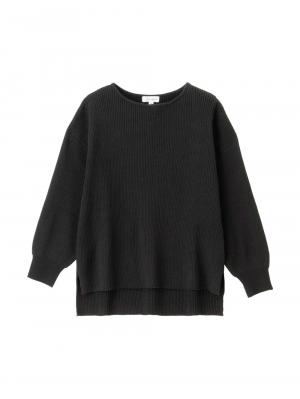 マタニティ トップス|リブニットトップス（授乳らくちんタブ付き）マタニティ・産後授乳服【出産後も長く使える】Rosemadame（ローズマダム）|ブラック