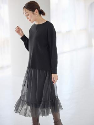 マタニティ トップス|リブニットトップス（授乳らくちんタブ付き）マタニティ・産後授乳服【出産後も長く使える】Rosemadame（ローズマダム）|ブラック