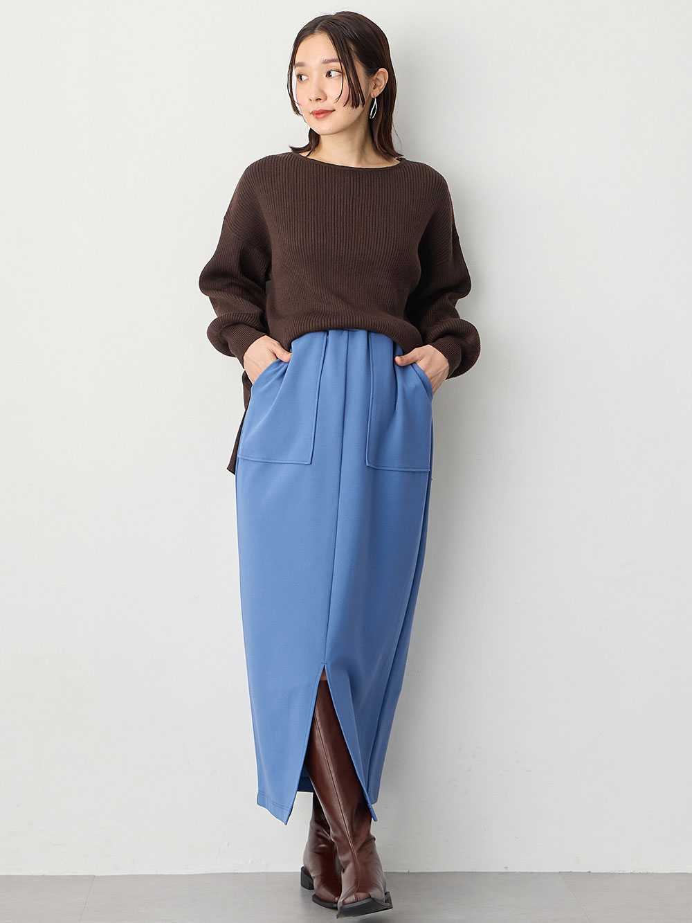 マタニティ トップス|リブニットトップス（授乳らくちんタブ付き）マタニティ・産後授乳服【出産後も長く使える】Rosemadame（ローズマダム）|ブラウン