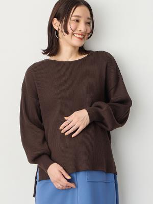 マタニティ トップス|リブニットトップス（授乳らくちんタブ付き）マタニティ・産後授乳服【出産後も長く使える】Rosemadame（ローズマダム）|ブラウン