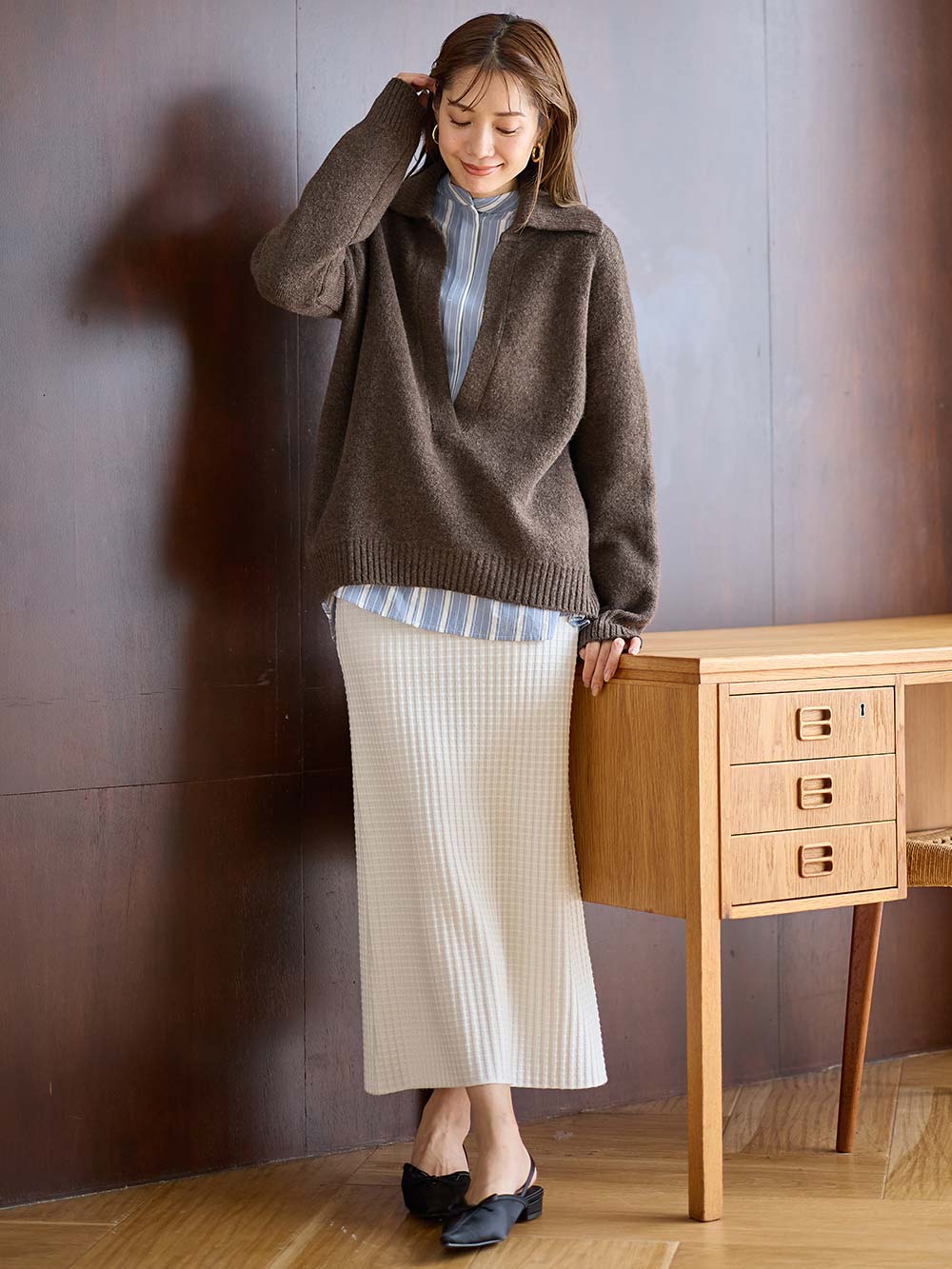 マタニティ スカート|ぽこぽこニットスカート　マタニティ・産後【出産後も長く使える】Rosemadame（ローズマダム）|オフ