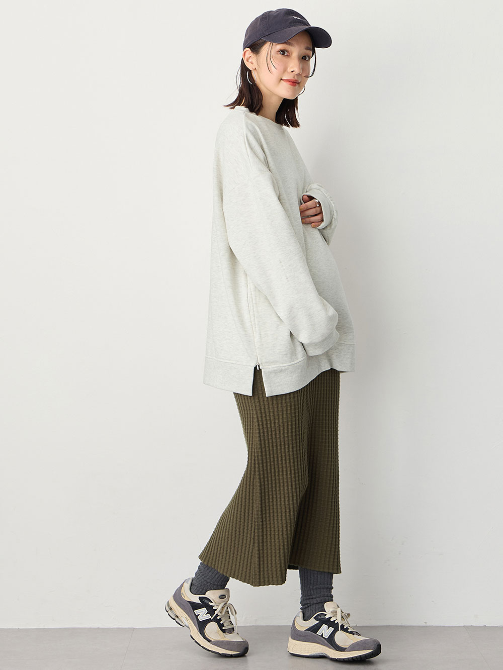 マタニティ スカート|ぽこぽこニットスカート　マタニティ・産後【出産後も長く使える】Rosemadame（ローズマダム）|カーキ