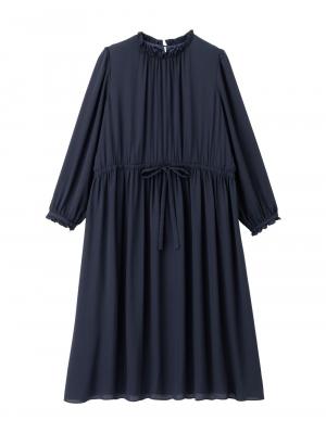 マタニティ ワンピース|プチフリルシフォンギャザーワンピース マタニティ・産後【出産後も長く使える】|ネイビー