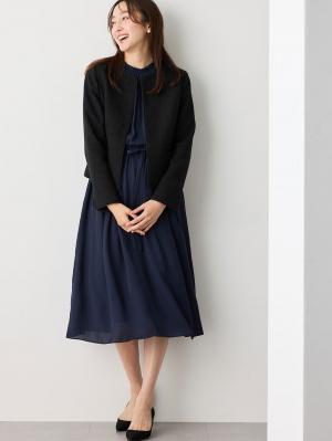 マタニティ ワンピース|プチフリルシフォンギャザーワンピース マタニティ・産後【出産後も長く使える】|ネイビー