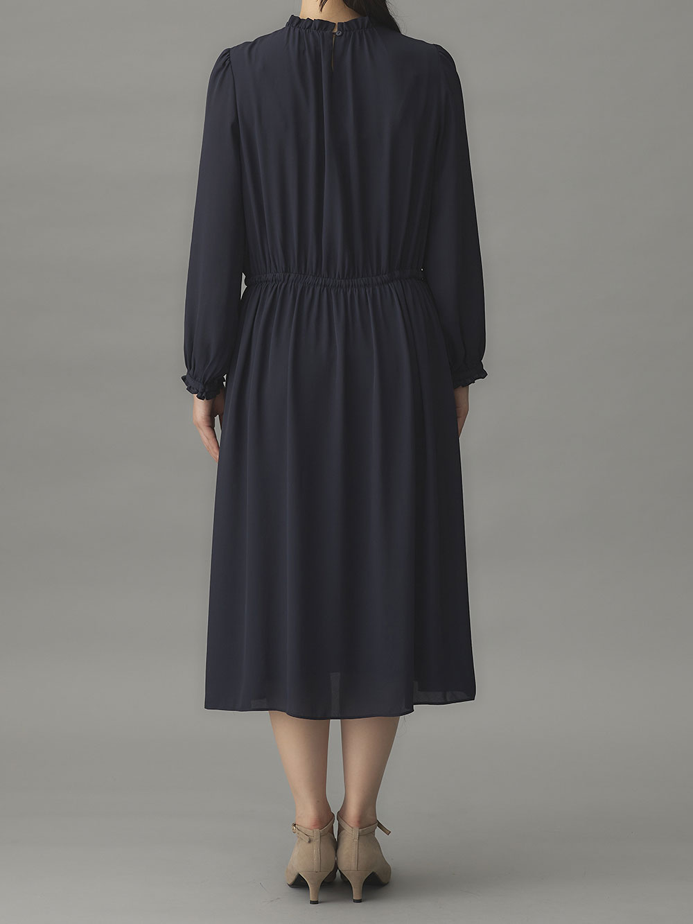 マタニティ ワンピース|プチフリルシフォンギャザーワンピース マタニティ・産後【出産後も長く使える】