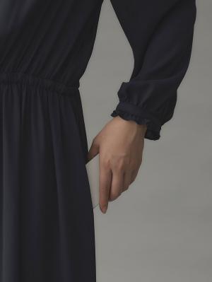 マタニティ ワンピース|プチフリルシフォンギャザーワンピース マタニティ・産後【出産後も長く使える】