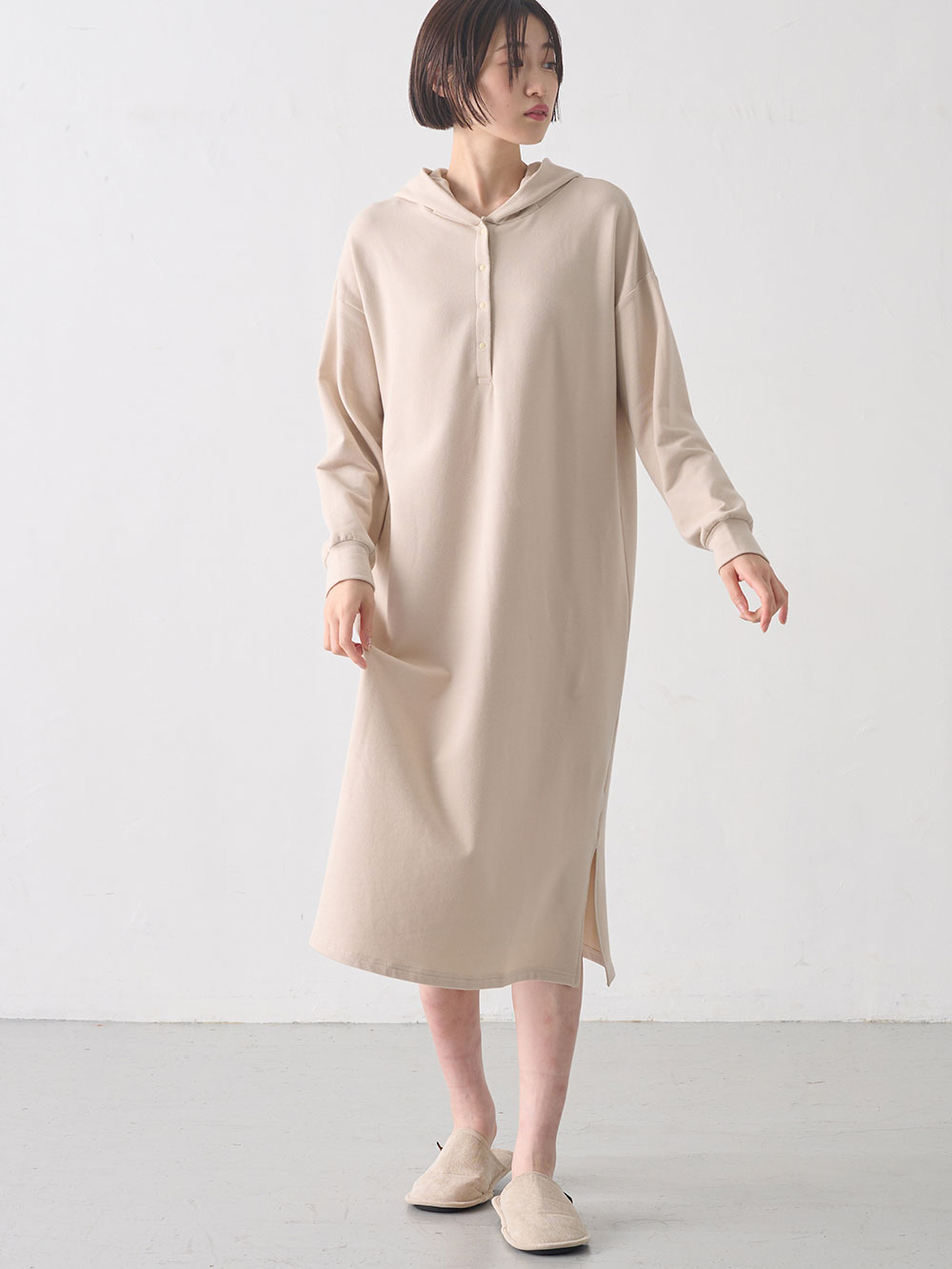 マタニティ パジャマ・ルームウェア|マルチWAYストレッチルームワンピ マタニティ・産後授乳【出産後も長く使える】Rosemadame(ローズマダム)|アイボリー