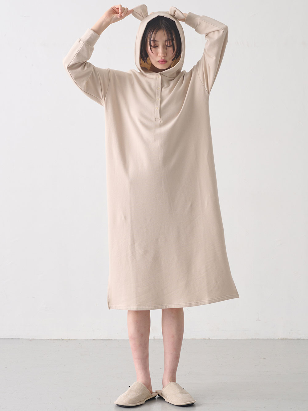 マタニティ パジャマ・ルームウェア|マルチWAYストレッチルームワンピ マタニティ・産後授乳【出産後も長く使える】Rosemadame(ローズマダム)|アイボリー