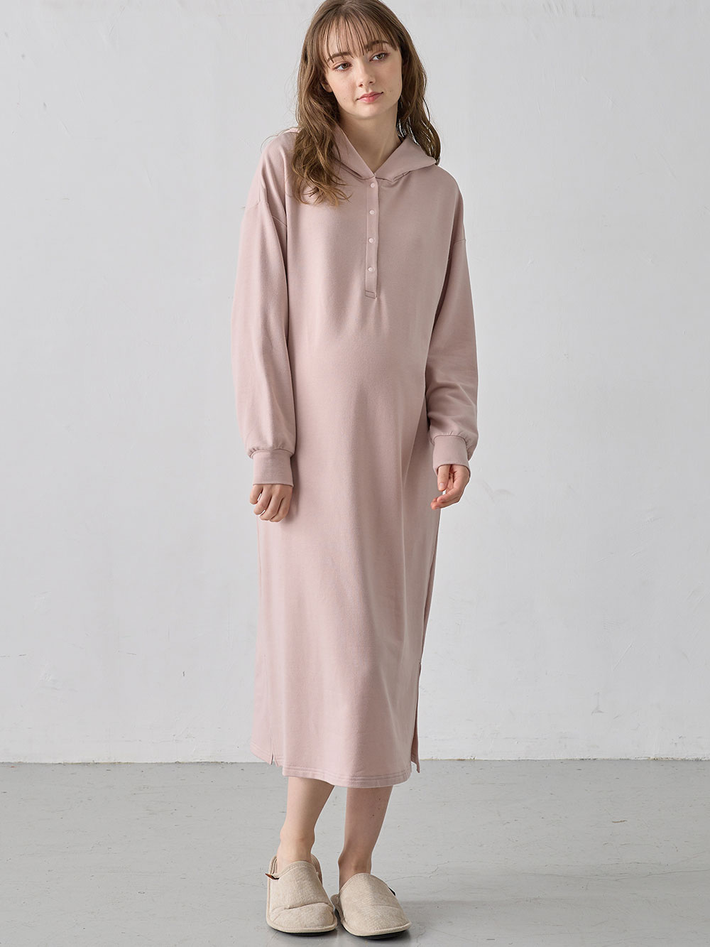 マタニティ パジャマ・ルームウェア|マルチWAYストレッチルームワンピ マタニティ・産後授乳【出産後も長く使える】Rosemadame(ローズマダム)|ピンク