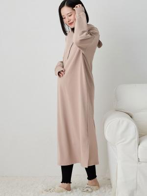 マタニティ パジャマ・ルームウェア|マルチWAYストレッチルームワンピ マタニティ・産後授乳【出産後も長く使える】Rosemadame(ローズマダム)|モカ