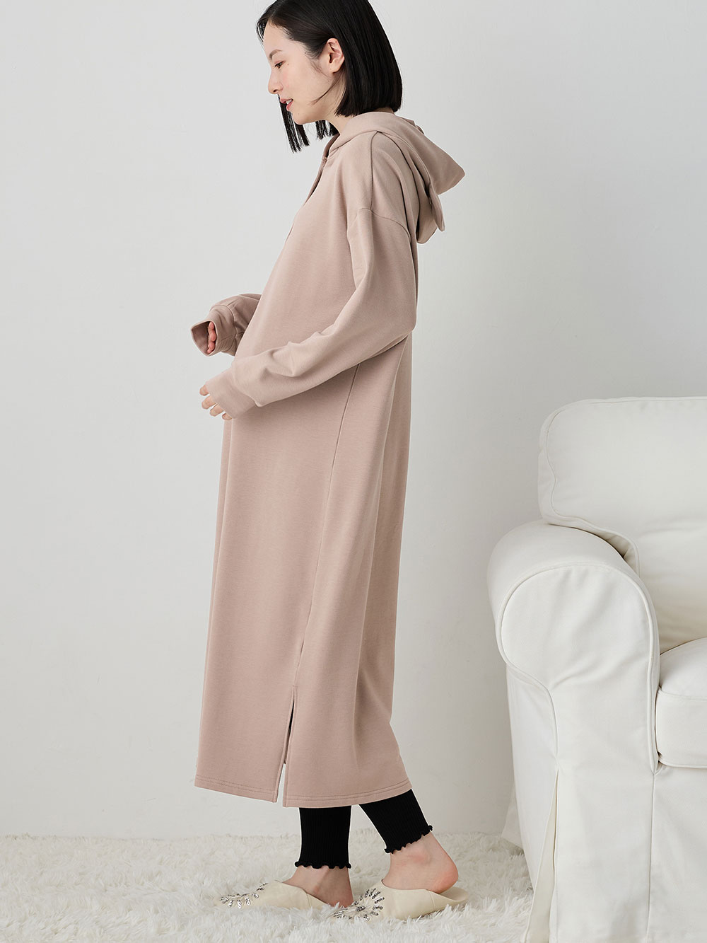 マタニティ パジャマ・ルームウェア|マルチWAYストレッチルームワンピ マタニティ・産後授乳【出産後も長く使える】Rosemadame(ローズマダム)|モカ