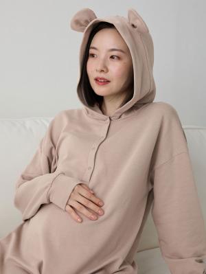 マタニティ パジャマ・ルームウェア|マルチWAYストレッチルームワンピ マタニティ・産後授乳【出産後も長く使える】Rosemadame(ローズマダム)|モカ