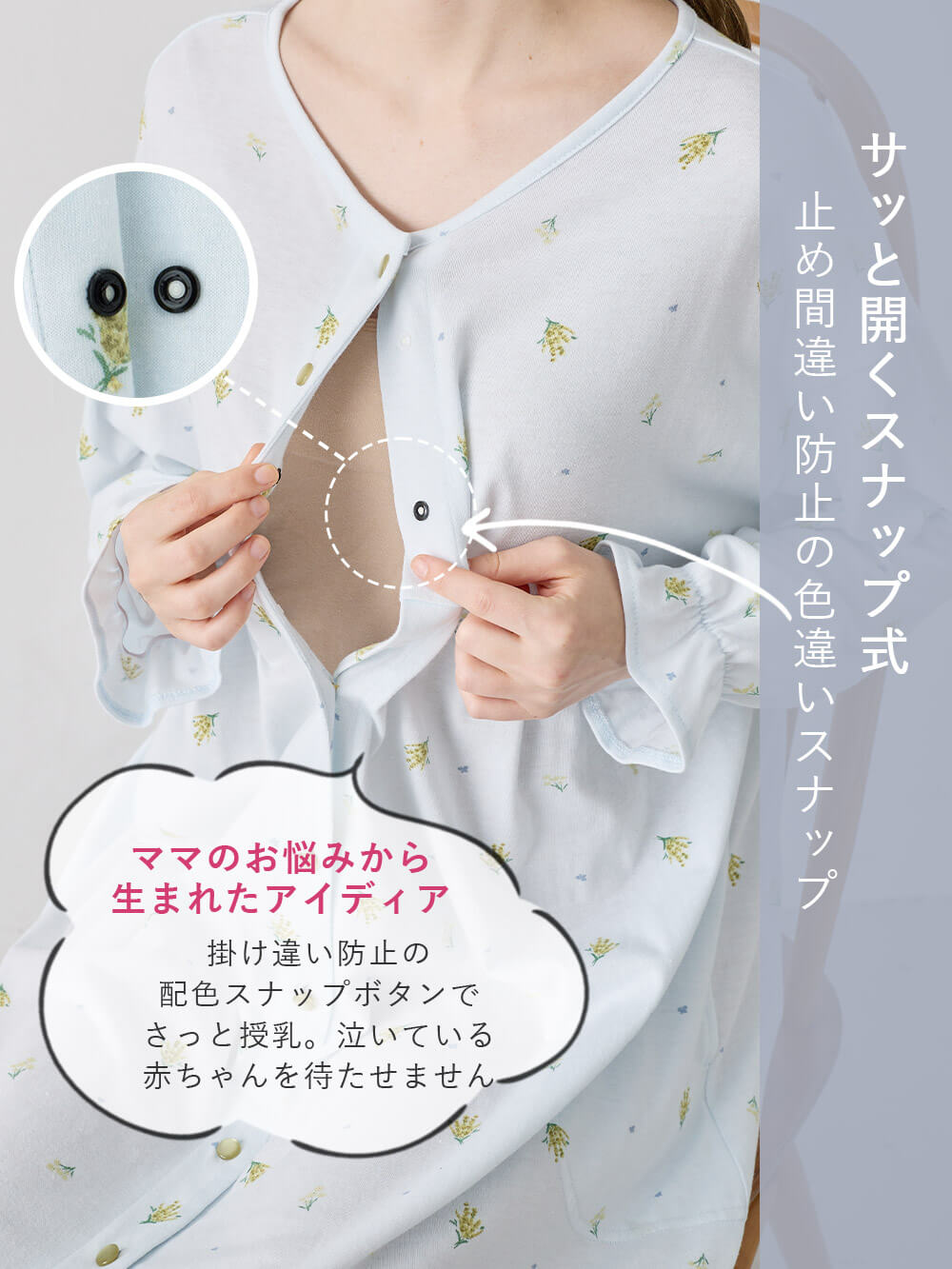 マタニティ パジャマ・ルームウェア|天竺小花柄ネグリジェ　マタニティ・産後授乳パジャマ【出産後も長く使える】Rosemadame（ローズマダム）