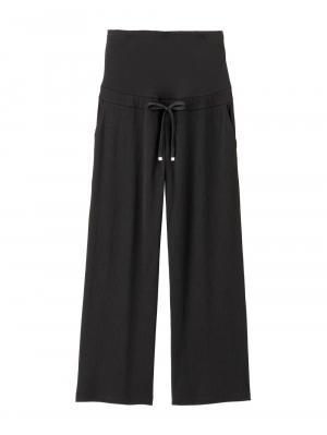 マタニティ パンツ|テレコワイドパンツ　マタニティ・産後【出産後も長く使える】Rosemadame（ローズマダム）|ブラック