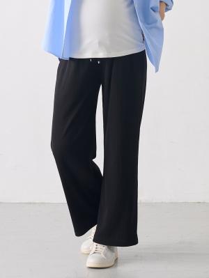 マタニティ パンツ|テレコワイドパンツ　マタニティ・産後【出産後も長く使える】Rosemadame（ローズマダム）|ブラック
