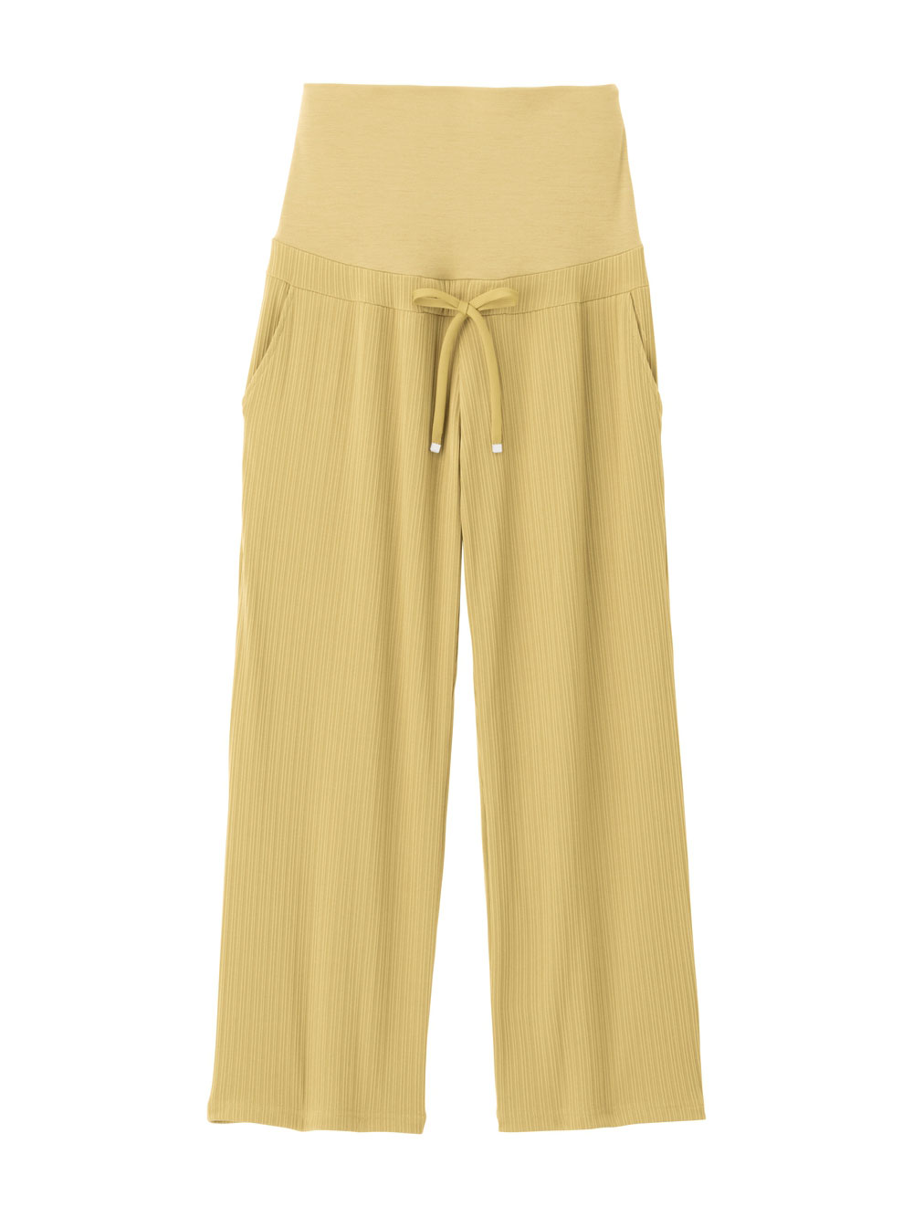 マタニティ パンツ|テレコワイドパンツ　マタニティ・産後【出産後も長く使える】Rosemadame（ローズマダム）|マスタード