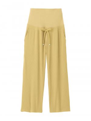 マタニティ パンツ|テレコワイドパンツ　マタニティ・産後【出産後も長く使える】Rosemadame（ローズマダム）|マスタード