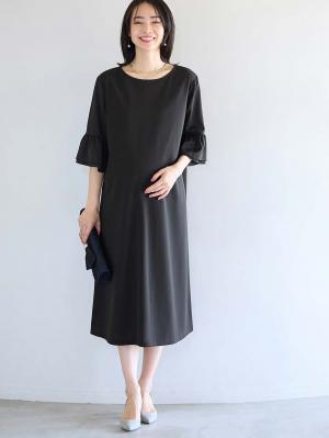 マタニティ ワンピース|ジョーゼット風カットソーワンピース　マタニティ・産後授乳【出産後も長く使える】Rosemadame（ローズマダム）|ブラック