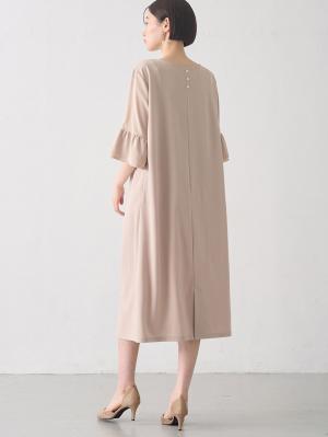 マタニティ ワンピース|ジョーゼット風カットソーワンピース　マタニティ・産後授乳【出産後も長く使える】Rosemadame（ローズマダム）|ベージュ