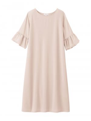 マタニティ ワンピース|ジョーゼット風カットソーワンピース　マタニティ・産後授乳【出産後も長く使える】Rosemadame（ローズマダム）|ベージュ