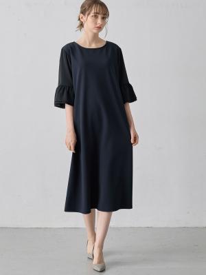 マタニティ ワンピース|ジョーゼット風カットソーワンピース　マタニティ・産後授乳【出産後も長く使える】Rosemadame（ローズマダム）|ネイビー