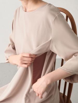 マタニティ ワンピース|ジョーゼット風カットソーワンピース　マタニティ・産後授乳【出産後も長く使える】Rosemadame（ローズマダム）