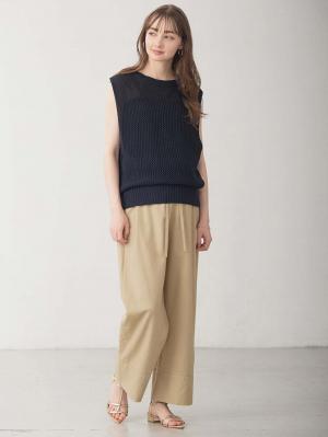 マタニティ トップス|コットンノースリーブ重ね着風ニット マタニティ・授乳服 【出産後も長く使える】|ネイビー